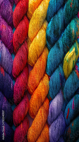 art of yarn texture,green yellow red and purple