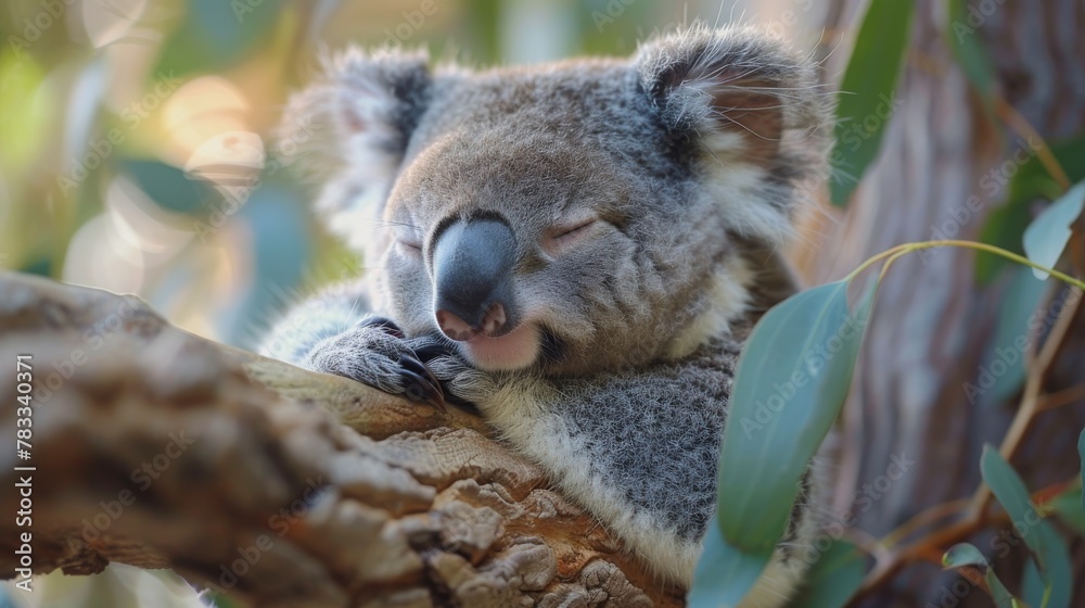 Fototapeta premium Koala Sleeping on Top of a Tree Branch