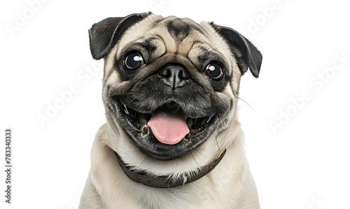 Happy Pug with its Tongue Out and a Collar