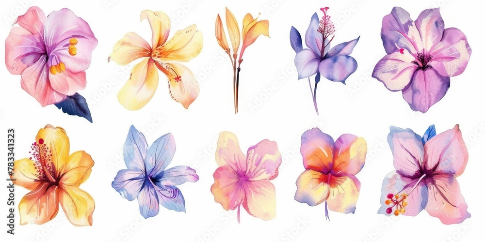 set of watercolor flowers set of watercolor flowers