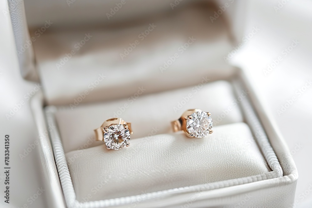 Pair of diamond earrings in box Pair of diamond earrings in box