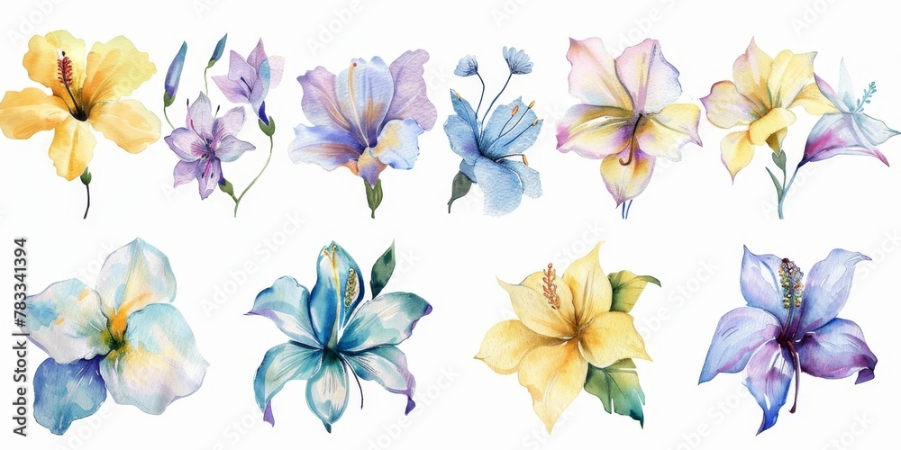 set of watercolor flowers set of watercolor flowers