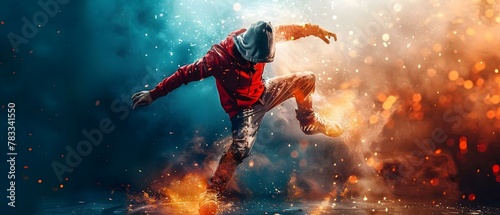 Dynamic Breakdance Fusion Amidst Sparks. Concept Dance Performance, Urban Style, High Energy, Dynamic Movements, Spark Effects