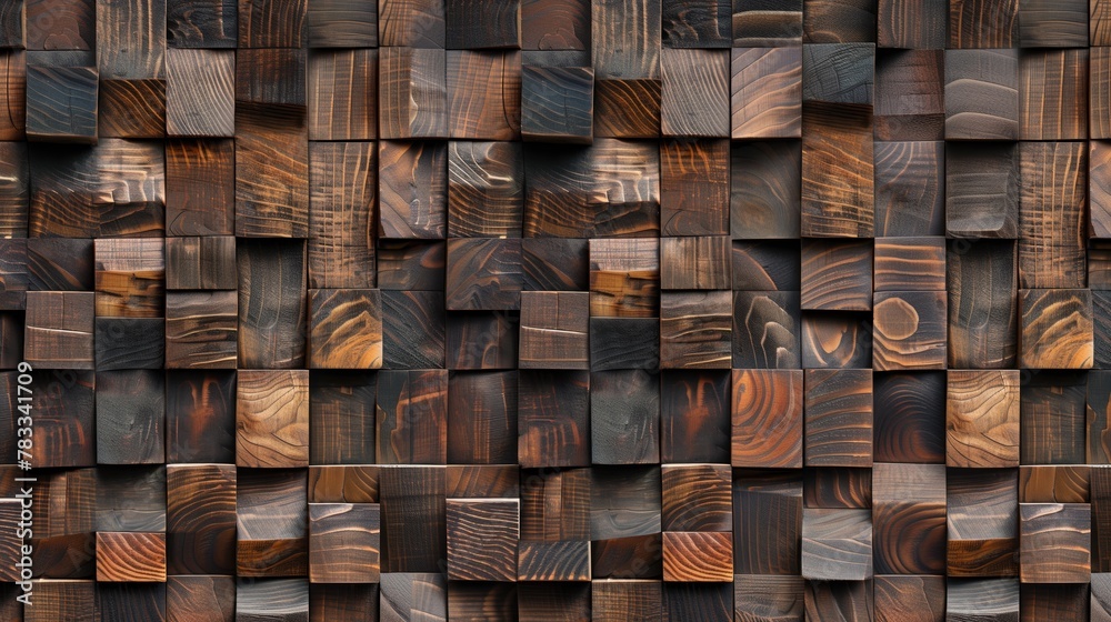 Fototapeta premium Wood background banner panorama long - Brown wooden acoustic panels wall texture , seamless pattern.