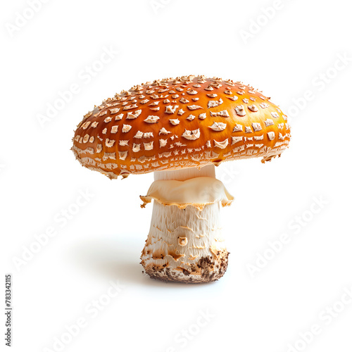 Close Up of Mushroom on White Background. Generative AI
