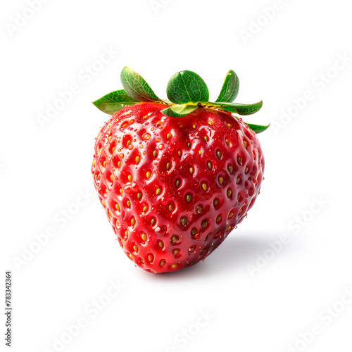 Close Up of a Strawberry on White Background. Generative AI
