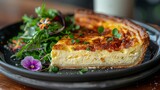 Plate With Quiche and Flowers