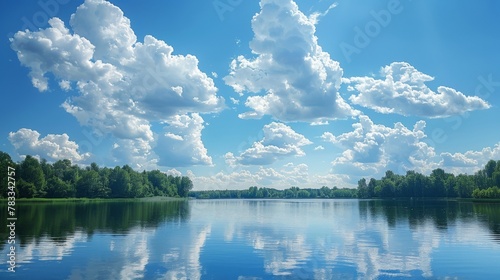 Body of Water Surrounded by Trees and Clouds