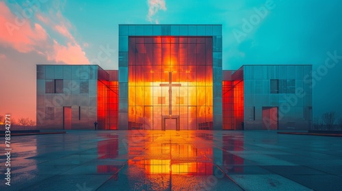 Modern Curved Roof Building Alongside Waterfront