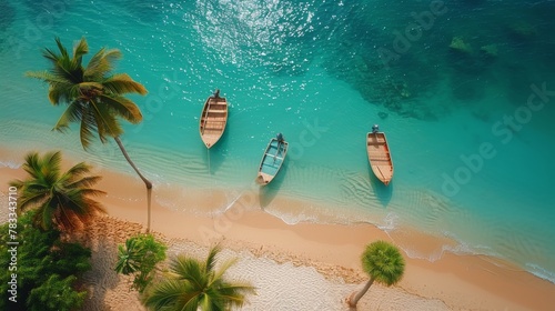 Group of Boats Floating on Blue Ocean
