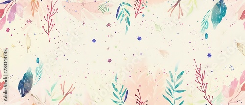 pastel punk botanical art pattern of spring plants, vintage painting, forest leaves, gouache painted illustrated pastel galaxy, watercolor, pastel colors, stars, unicorncore, sparklecore, cosmic photo