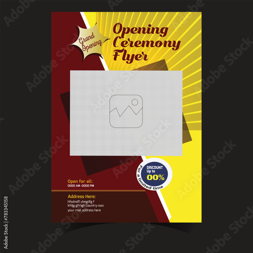 Opening ceremony corporate flyer design template, Grand opening flyer, Shop opening flyer template