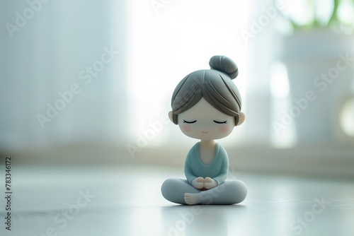 Pilates workout, yoga, plastic toy on white background