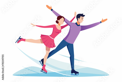 pair figure skating on white background