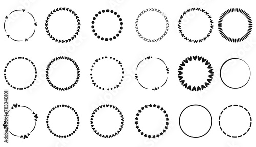 Big vector set calligraphic black circles decorative round frames collection