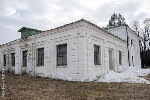 Fototapeta Naklejka Na Ścianę i Meble -  Serednikovo manor, mansion, palace, white building. Equestrian building,