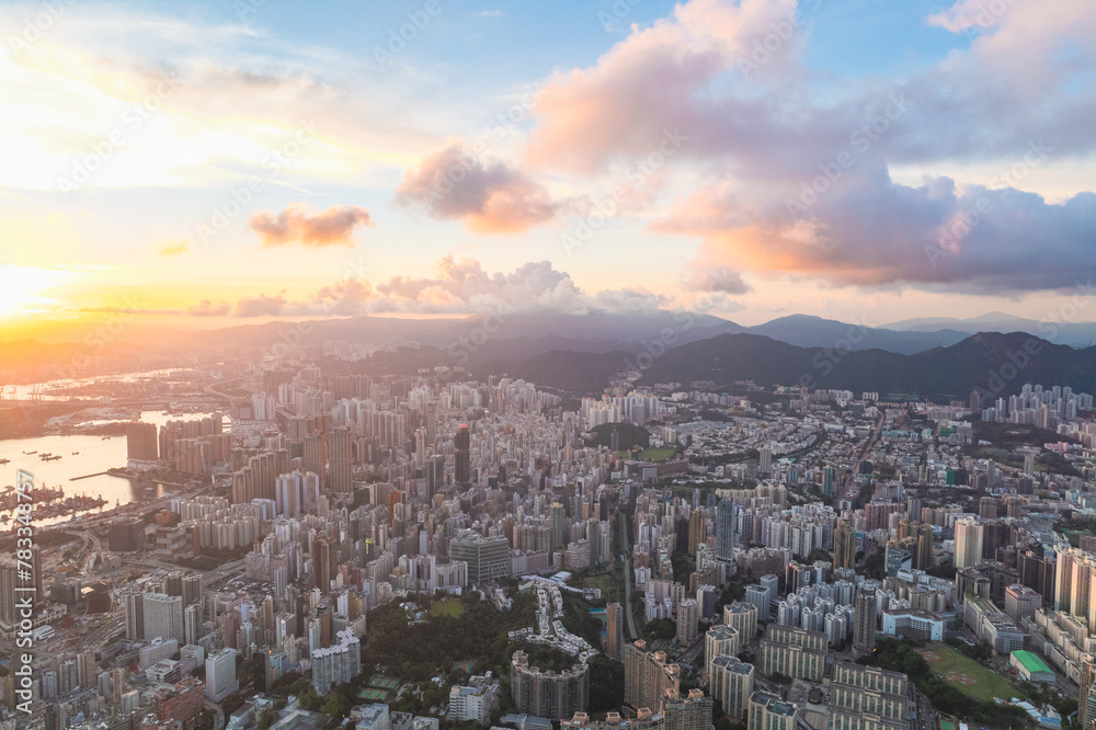 Obraz premium Amazing aerial view of the metropolis Hong Kong, Hung Hom district, Kowloon