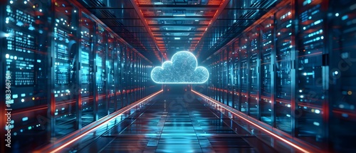 Digital Cloud Core: The Heart of Modern Data Solutions. Concept Cloud Computing, Data Solutions, Modern Technology, Digital Transformation, IT Infrastructure