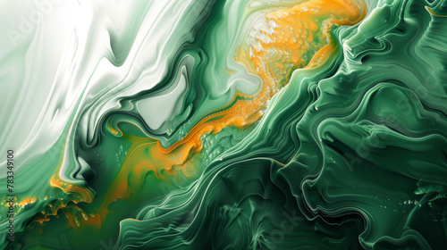 Fluid and Organic Forms Merging in a Modern Green Art Design Background