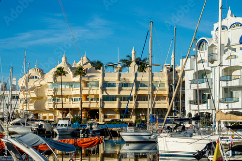 Yachts marina in the summer morning in Benalmadena, Malaga, Spain photo