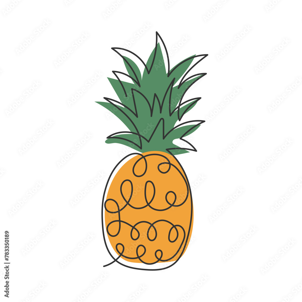 Pineapple continuous line drawn. Abstract Tropical fruit in minimalist modern style. Sweet delicious exotic food. Isolated on white doodle illustration Pineapple continuous line drawn. Abstract Tropical fruit in minimalist modern style. Sweet delicious exotic food. Isolated on white doodle illustration
