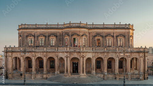 Palazzo Ducezio, seat of the municipal assembly and town hall of the baroque city of Noto, province of Syracuse, Sicily, Italy photo