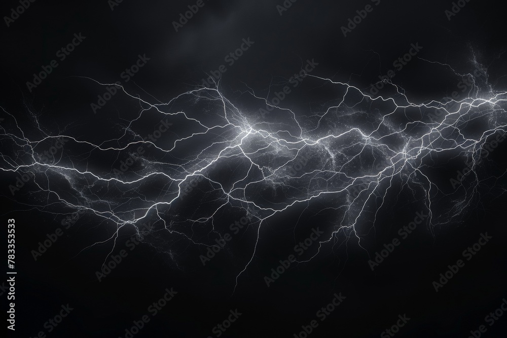 Electrifying lightning strike in monochrome - obrazy, fototapety, plakaty 