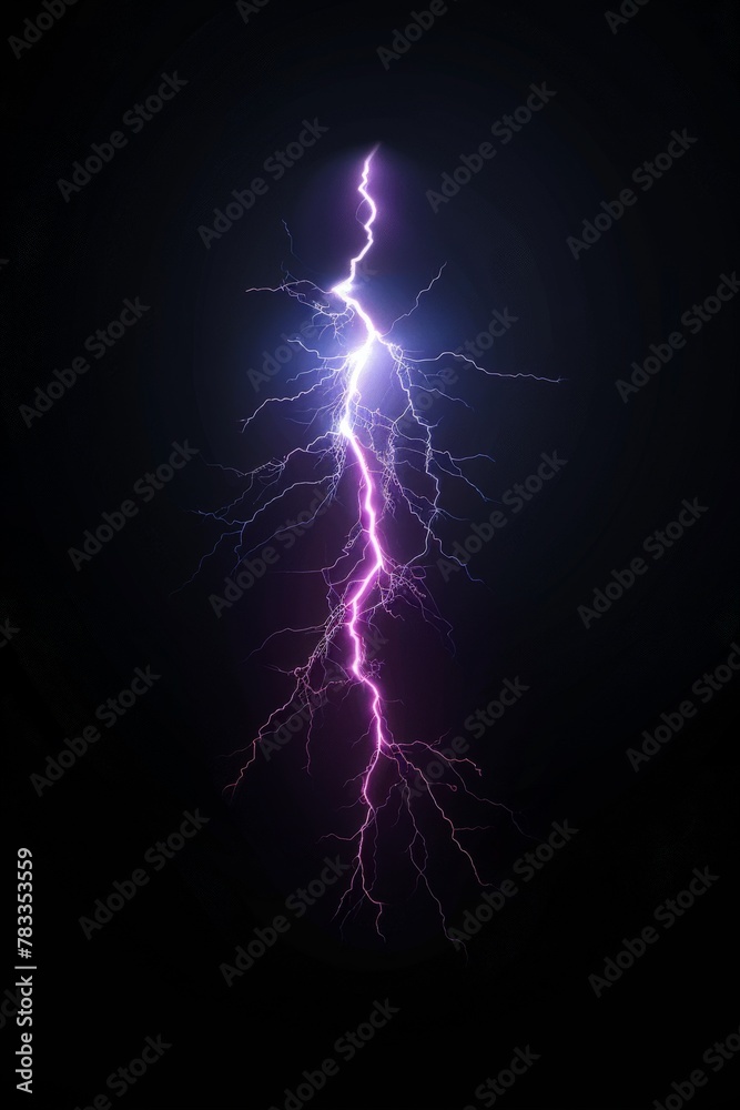 Lightning bolt illuminating dark sky