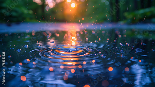 A drop of water falls into a puddle of water, creating a ripple effect © ART IS AN EXPLOSION.