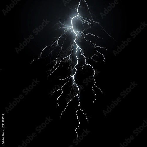 A bolt of lightning striking across a black sky