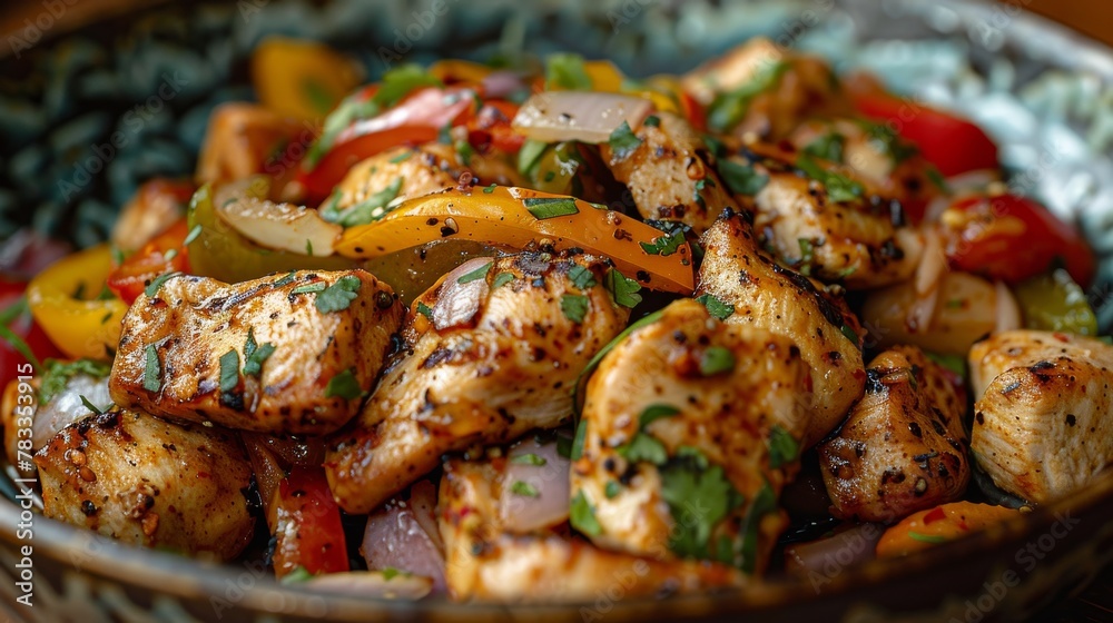 Pan Filled With Chicken and Vegetables on Wooden Table