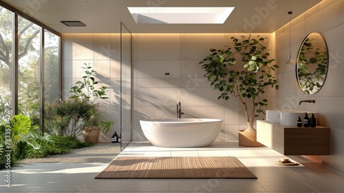 Modern Bathroom With Glass Shower Door