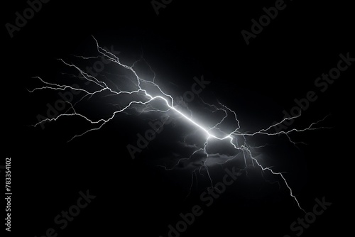 Lightning bolt striking through dark sky