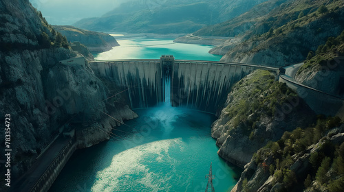 Hydroelectric Dam in Mountainous Landscape