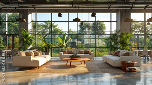 Modern Office Overlooking Cityscape