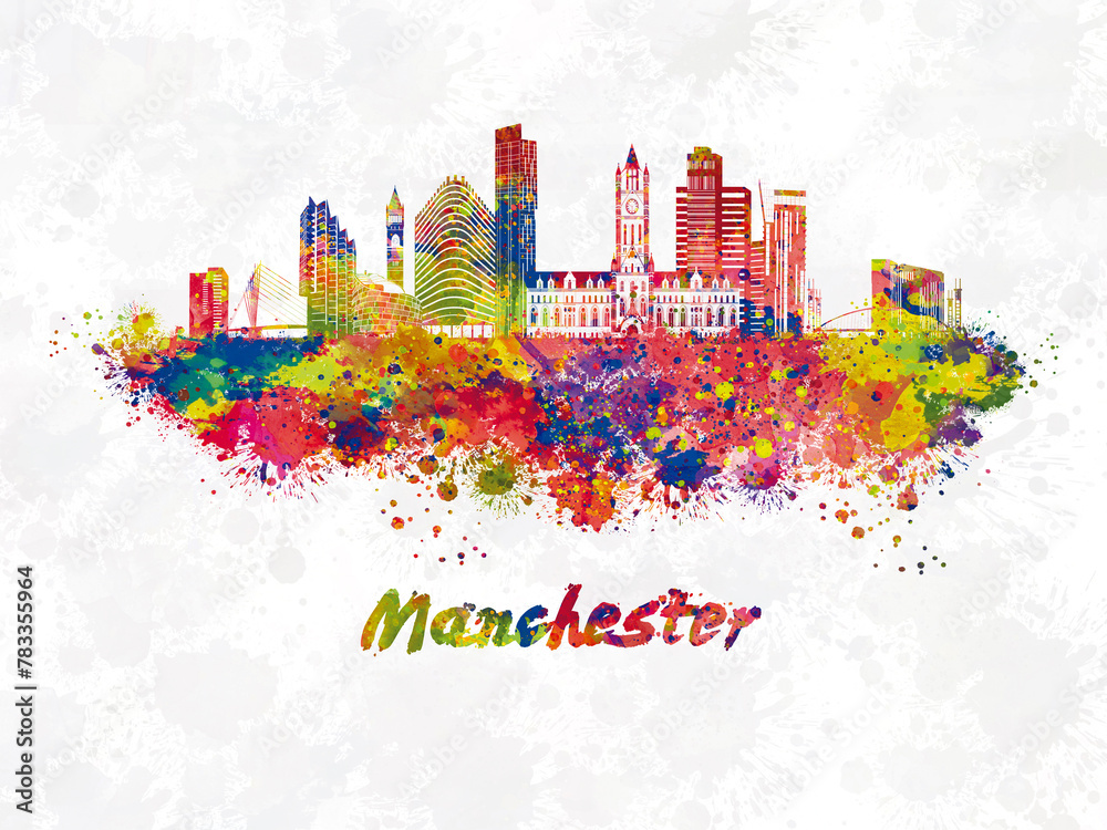 Manchester Skyline in watercolor