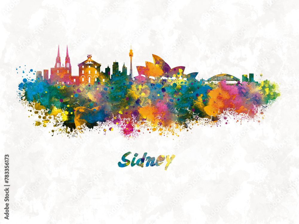 Sidney Skyline in watercolor