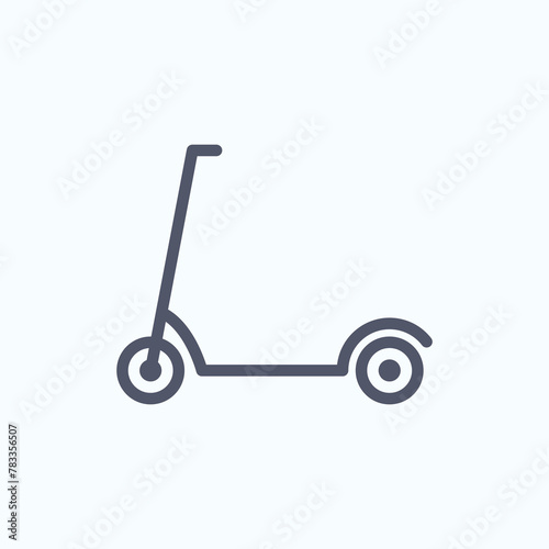 Electric scooter vector line icon logo. Bicycle electric scooter silhouette charge design