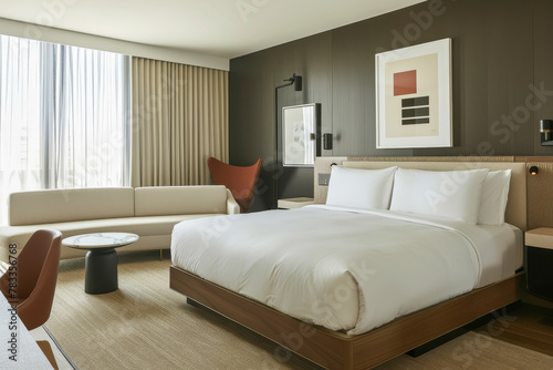 Elegant Modern Hotel Room With Stylish Furniture and Decor © Napat