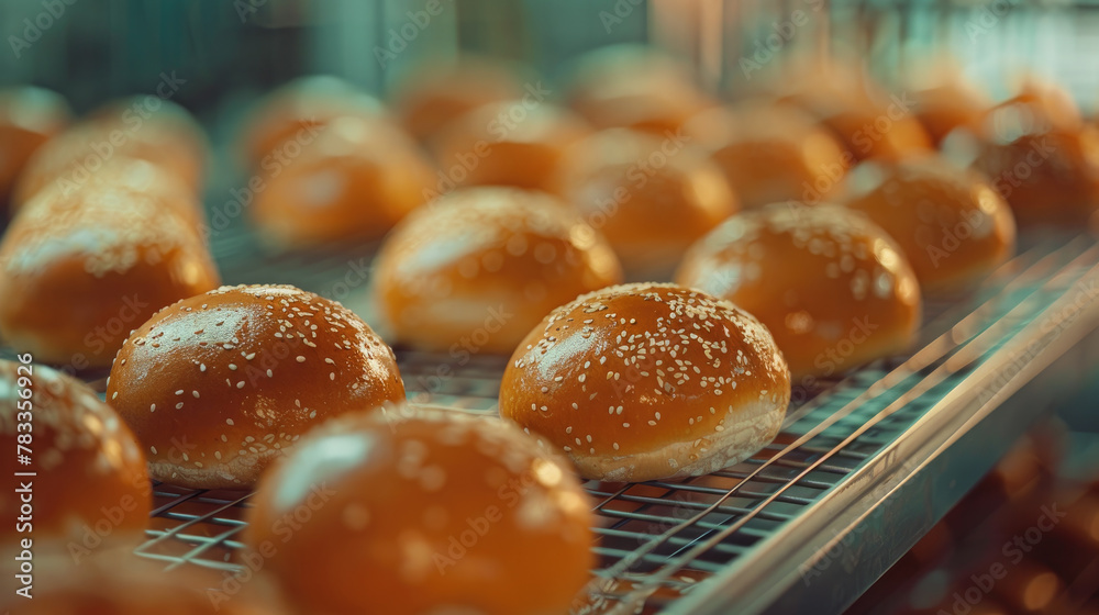Production of bun at the factory. Production of bun at the factory.