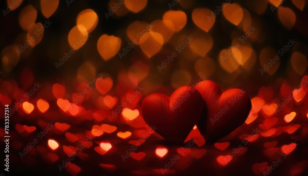 valentine s day abstract background with red hearts bokeh defocused lights romantic red bokeh background with hearts for valentine s day celebration and christmas decoration