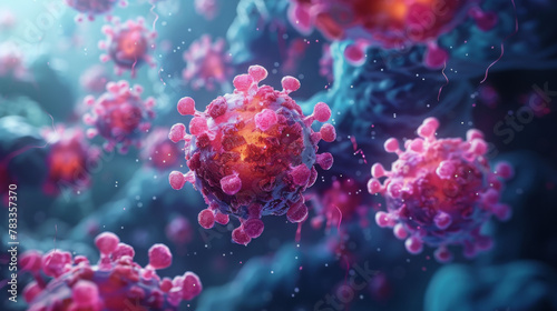 A 3D animation showcasing a simulated drug molecule interacting with a cell membrane, highlighting potential side effects or targeting issues Space for text or title, copy space © In-Trend Image