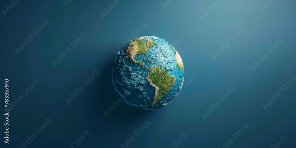 Blue and Green Earth on Blue Background. Generative AI