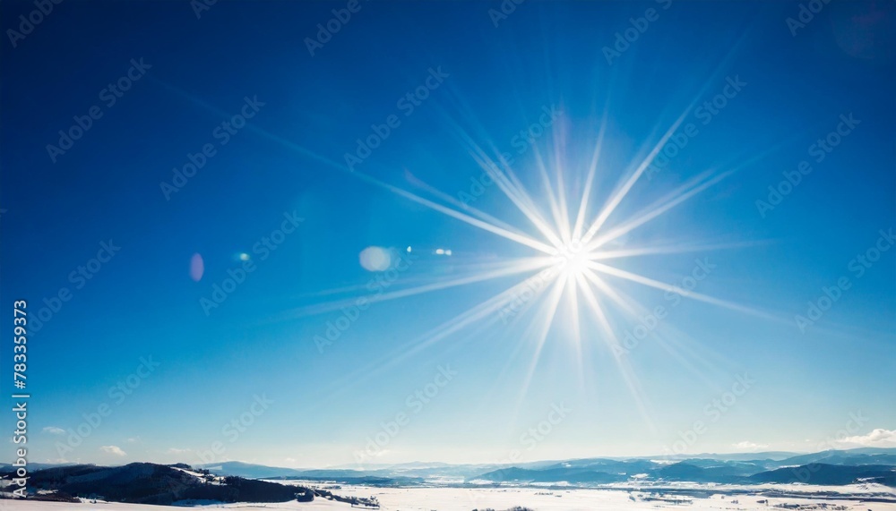 shiny blue sunrays cool winter sun background