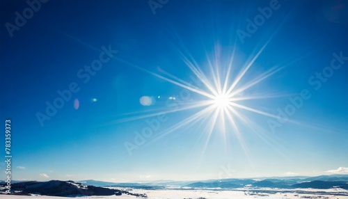 shiny blue sunrays cool winter sun background