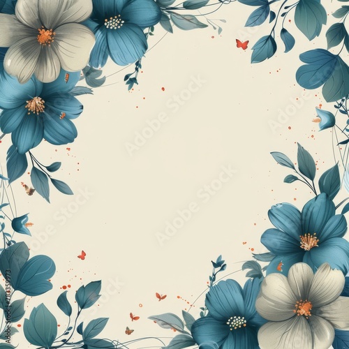 Painting of Flowers and Leaves on a White Background