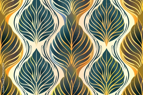 Green and yellow leaf pattern on white background