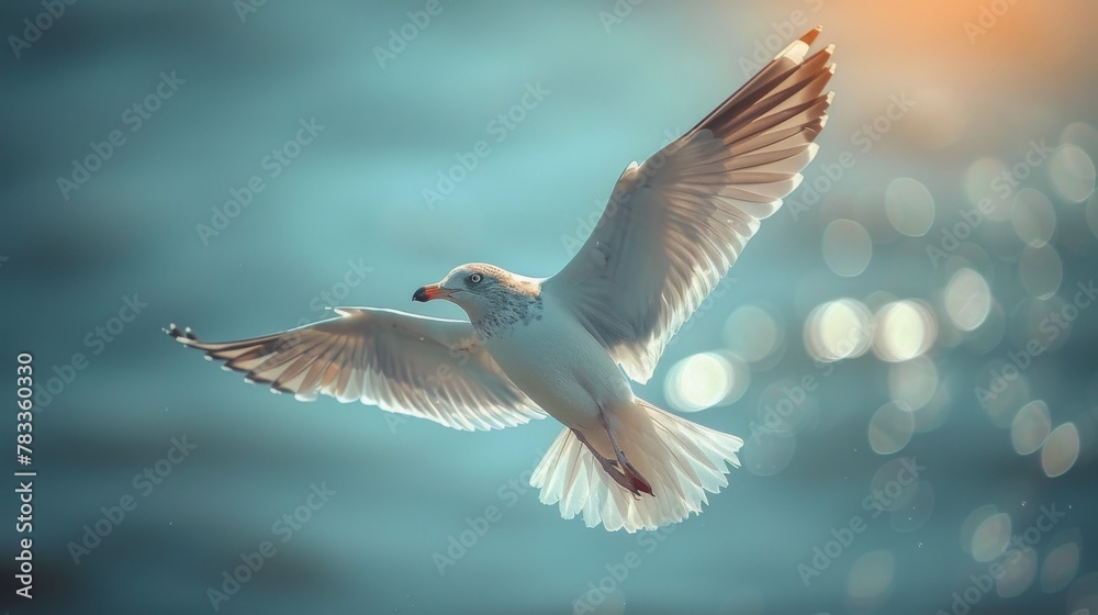 Obraz premium White Bird Soaring in Sunlit Sky