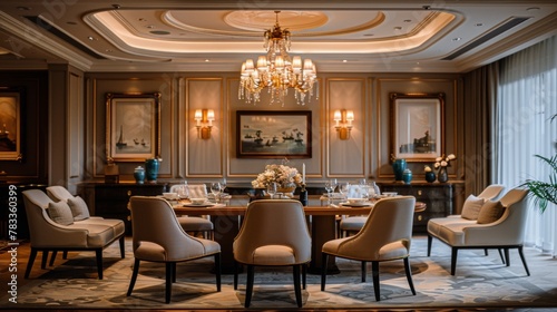 Dining Room With Table and Chairs