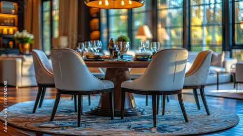 Dining Room With Table and Chairs